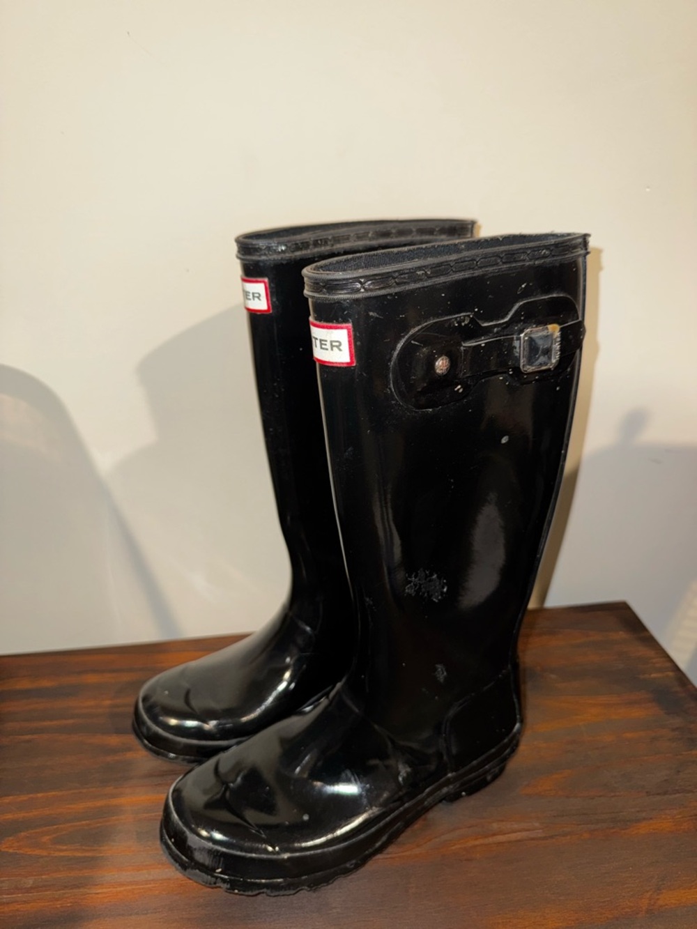 Hunter Black Gloss Tall Rubber Rain Boots